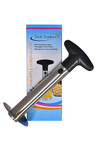 Tech Traders TTPINES Cortador de piña de frutas de acero inoxidable, 0 W