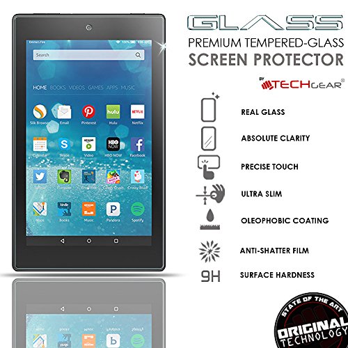 TECHGEAR Vidrio Compatible con Amazon Fire HD 8" (2015-2018) (8ª / 7ª / 6ª / 5ª generación) - Auténtica Protector de Pantalla Vidro Templado [Dureza 9H] [Resistente a los arañazos] [Sin Burbuja]