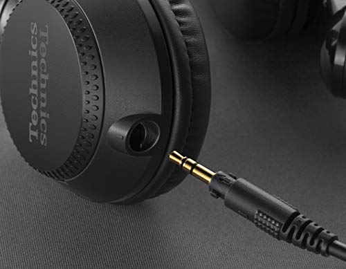 Technics EAH-DJ1200EK - Auriculares DJ (Bloqueo de Cable, Drive de 41 mm, 32 Ohmios/1 kHz de Independencia, 106 db/MW, Cable Largo 2 m, Adaptador de 6.3 mm) Negro, Talla Única
