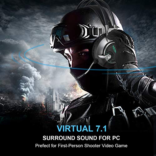 TECKNET Auriculares Gaming con Micrófono Cascos Gaming Sonido Envolvente Virtual 7.1, Reducción de Ruido Volumen Ajustable para Ordenador, Laptop