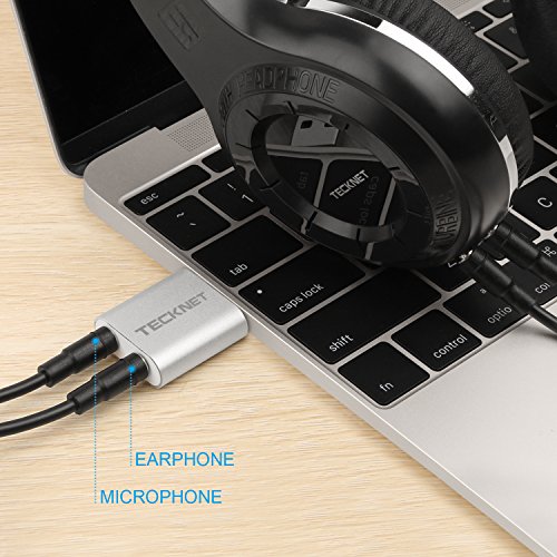 TECKNET Tarjeta de Sonido USB Tarjeta de Sonido Estéreo Externa de Aluminio para su Ordenador o Laptop, Plug and Play, No Se Necesitan Controladores