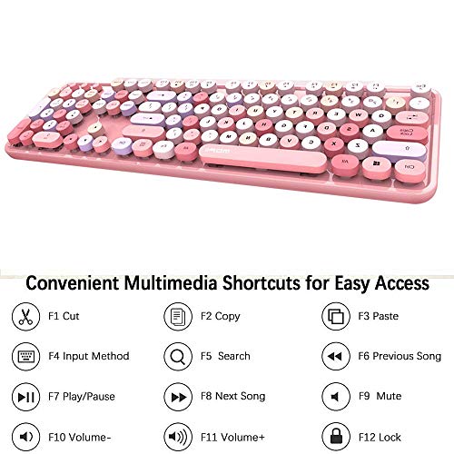 Teclado Bluetooth inalámbrico compatible con teclados Android, Windows, PC, Perfer para el hogar y la oficina Color rosa mezclado.