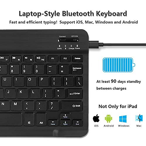 Teclado Estuche para iPad 9.7 '' 2017/2018/ Air/Air 2 [QWERTY Inglés], Slim Smart Cover Funda con Desmontable Teclado para Apple iPad 9.7 Inch (Negro)