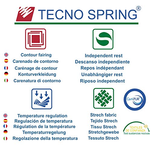 TECNOCOLCHÓN Colchón de muelles ensacados Tecno Spring Visco | Reversible Invierno-Verano | Viscoelástico | 150 x 190 cm y 24 cm. de Altura