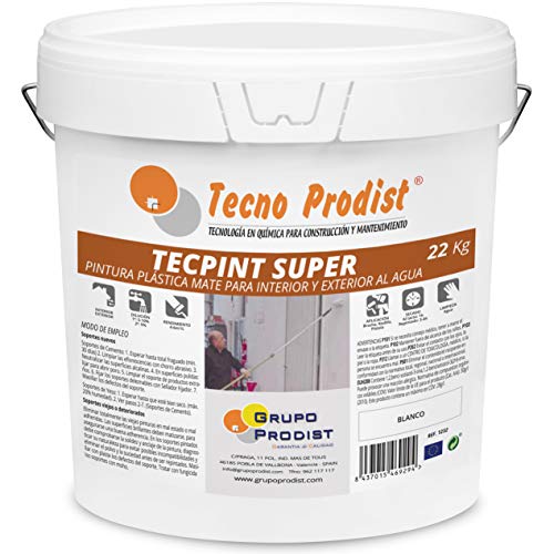 TECPINT SÚPER de Tecno Prodist - 22 Kg (BLANCO) Pintura para Exterior e Interior al Agua - Buena Calidad - Lavable - Fácil Aplicación