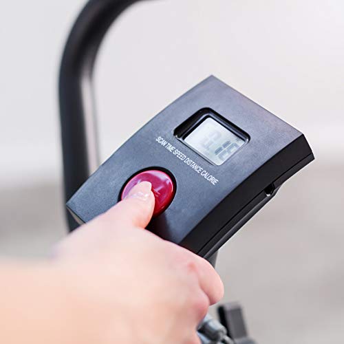 TecTake 401077 Bicicleta Estática con Consola, Ajustable en Altura, Entrenamiento Fitness, Carga Máxima 100 kg