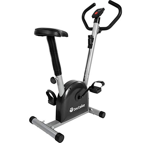 TecTake 401077 Bicicleta Estática con Consola, Ajustable en Altura, Entrenamiento Fitness, Carga Máxima 100 kg