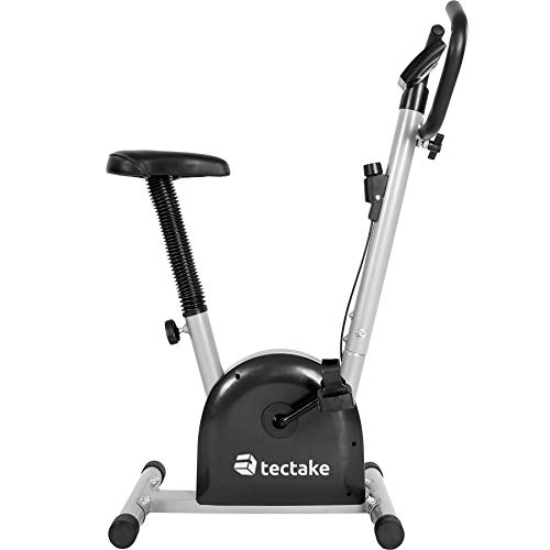 TecTake 401077 Bicicleta Estática con Consola, Ajustable en Altura, Entrenamiento Fitness, Carga Máxima 100 kg