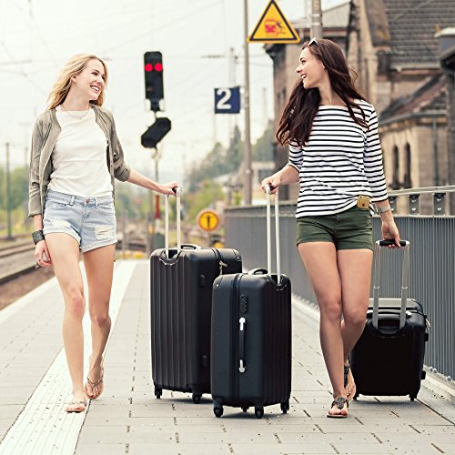 TecTake Set 3 Maletas ABS Juego de Maletas de Viaje Trolley Maleta Dura con Ruedas Negro