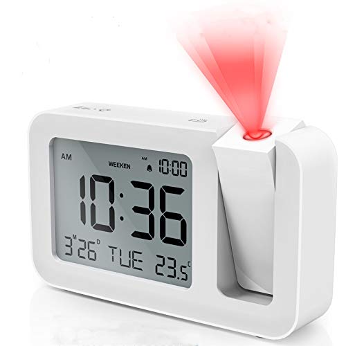 TedGem Despertador, Reloj Despertador Digital Despertador Proyector Despertadores Digitales Pantalla LCD de 3.8", 4 Brillos, 9 Min Posponer, 2 Sonidos Alarma, para Dormitorio, Oficina, Cocina
