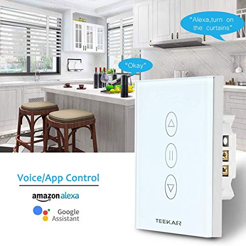 Teepao [3ª generación] Interruptor de persiana con Interruptor de persiana Compatible con Alexa Echo y Google Assistant, Interruptor de Reloj de Obturador para Motor de Obturador de Motor Tubular