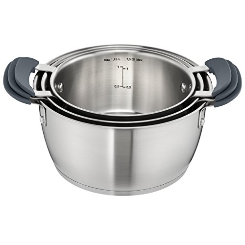 Tefal C817S3 - Juego de 6 ollas para inducción, Acero Inoxidable, Plata