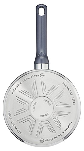 Tefal Daily Cook - Cazo de acero inoxidable de 16 cm, 1 Litro, base reforzada, aptas para todo tipo de cocinas incluido inducción, gran conductividad y resistencia con materiales reciclados