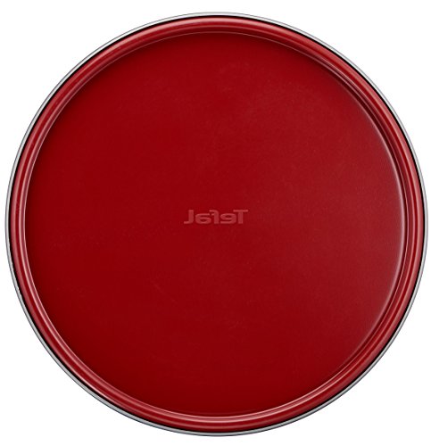 Tefal Delibake J1641314 Molde Redondo 25 cm, Forma Rectangular Desmontable y con Gran Fondo, Revestimiento Antiadherente, fácil desmonte, de Acero al Carbono, con Grosor 3/10, Steel, Rojo