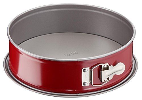 Tefal Delibake J1641314 Molde Redondo 25 cm, Forma Rectangular Desmontable y con Gran Fondo, Revestimiento Antiadherente, fácil desmonte, de Acero al Carbono, con Grosor 3/10, Steel, Rojo