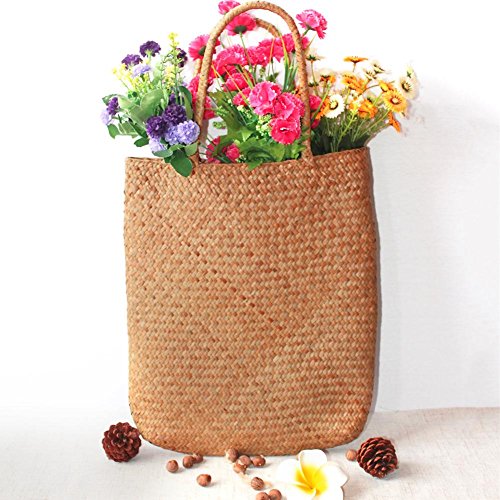 Tejida a mano gran ratán flor cesta bolsa bolso de compras bolsa de paja trenzado bohemio playa bolsa moda hogar almacenamiento bolsa organizador vacaciones viajes para mujeres