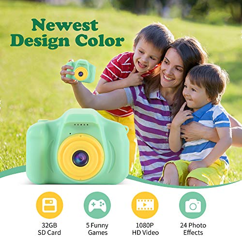 TekHome Cámara Digital Niños, 1080P Juguete para Niños Cámara de Fotos, Video cámara Infantil con Tarjeta TF 32 GB Regalos para Niños Niñas de 3-12 Años