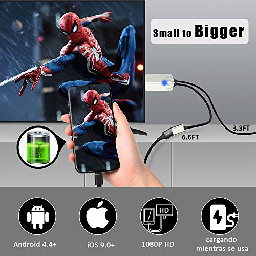 Teléfono a HDMI Cable, DIWUER Versión Mejorada 1080P Adaptador AV Digital Cable, Adaptador MHL a HDMI para iPhone Android iPad a TV/Projector/Monitor