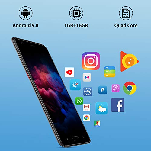Telefonos Moviles Libres 4G, Smartphone Baratos de 16GB ROM 5.5’’Pulgadas Android 9.0 Quad Core 4800mAh Batería Moviles Libres Baratos Dual SIM Cámara 8MP Teléfono Móvil Face ID(Negro)