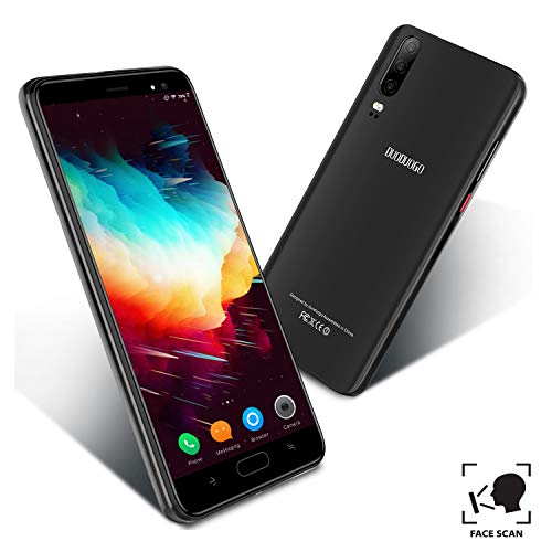 Telefonos Moviles Libres 4G, Smartphone Baratos de 16GB ROM 5.5’’Pulgadas Android 9.0 Quad Core 4800mAh Batería Moviles Libres Baratos Dual SIM Cámara 8MP Teléfono Móvil Face ID(Negro)