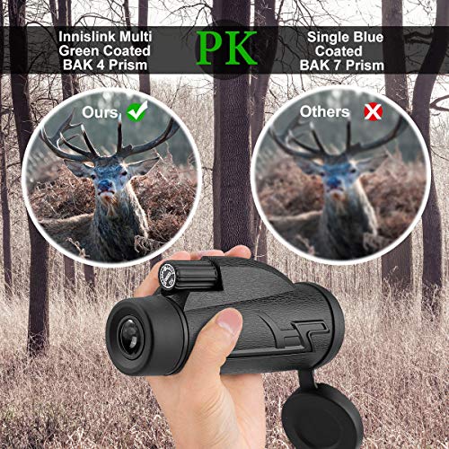 Telescopio Monocular, innislink 12x50 monocular HD Monoculares Telescopio BAK4 FMC Prisma con adaptador de teléfono y trípode, impermeable a Antivaho Para caza acampar observación aves juego de fútbol