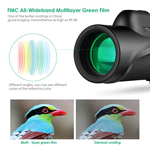 TELMU Telescopio Monocular 12 x 50 HD Spotting Scope Monculares Portátil Telescopio con Clip de teléfono para la observación de animales o aves/viajes de caza/juego de pelota/concierto