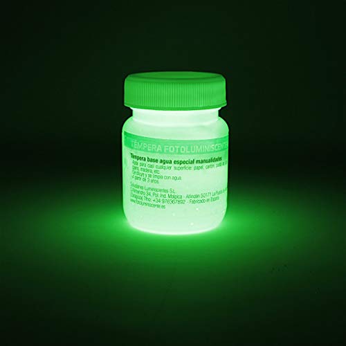 Témpera-Gouaché fotoluminiscente amarillo pálido con luz-verde en la oscuridad