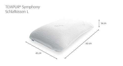 TEMPUR Symphony - Almohada ergonómica, Cervical, para Dormir de Lado y de Espaldas, Blanco, 43 x 63 x 14 cm