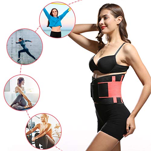 Tencoz Faja Deportiva Waisttrainer, Fajas Reductoras Adelgazantes Cinturón Abdominal Cinturón para el Sudor Mujer Cintura Entrenador Cintura Cinturón de Adjustable para Deporte Fitness (Rosa)