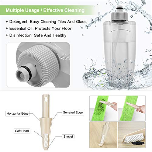 Tencoz Spray Mop, Mopa con Pulverizador, Fregona con Vaporizador, Mopa Spray Rotación de 360°, Capacidad de 300 ML con 4 Trapeadores y Raspador de Ventana para Ventanas, Pisos, Azulejos