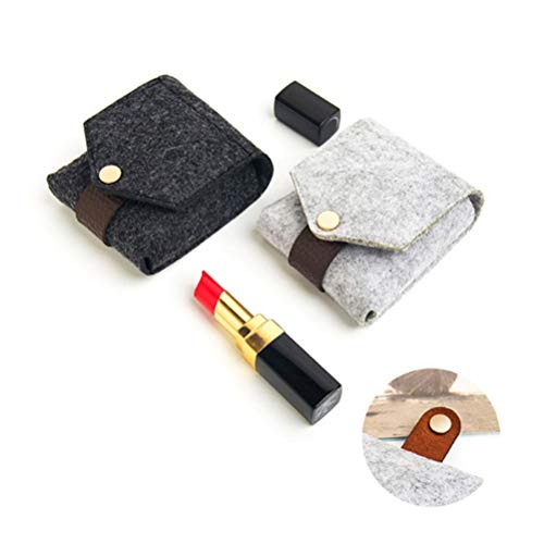 TENDYCOCO Mini Estuche portátil para pintalabios con botón Cuadrado a presión de Espejo (Gris Oscuro)