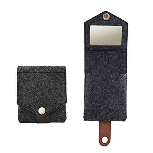 TENDYCOCO Mini Estuche portátil para pintalabios con botón Cuadrado a presión de Espejo (Gris Oscuro)