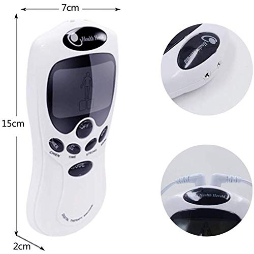 TENS EMS Electroestimulador Profesional Digital Masaje Pantalla LCD 2 Canales 4 Electrodos Autoadhesivos Totalmente Recargable Con 8 Programas de Preajuste