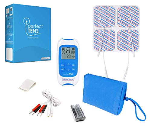 TensCare Perfect Tens – Electroestimulador para Alivio del dolor. 2 Canales con 4 electrodos, con programas Clínicamente Comprobados para aliviar el dolor de espalda, Artritis y Lumbalgia