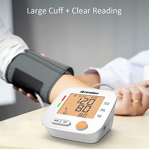 Tensiómetro de Brazo, Arealer Tensiómetro Arterial con Tecnología Inteligente para Dar Lecturas Rápidas, 2 Memorias 2 * 90, Pantalla LCD, para Uso Doméstico