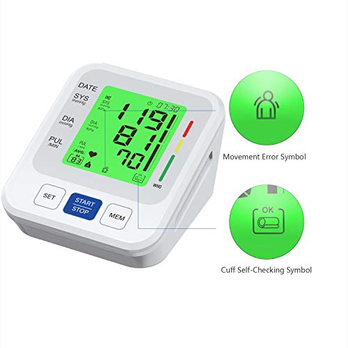 Tensiómetro de Brazo, Oudekay Monitor de Presión Arterial Totalmente Automático, Tensiómetro de Brazo Digital Deteccion de Irregular Arritmia Pulso Monitor de Presión Arterial (Incluye 4 Pilas AAA)