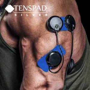 TENSPAD SILVER 8 electrodos con patrón de Plata para Compex, 50x100mm con 2 Snaps