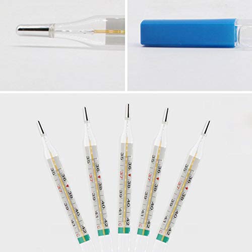 Termómetro de cristal sin mercurio para adultos y niños, sin mercurio, con pantalla ancha de seguridad, gran escala, para fiebre infantil y axilas