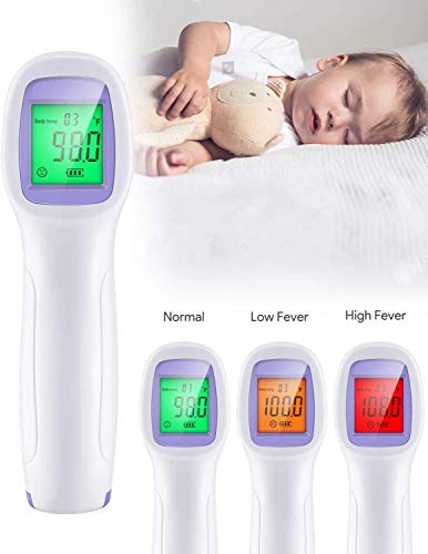 Termometro de Frente Infrarrojos Digital Sin Contacto - Termómetro Digitales Infrarrojo Medidor de Temperatura con Alarma - Termometros de Frontal Profesional para Niños, Bebes, Adultos, Objetos