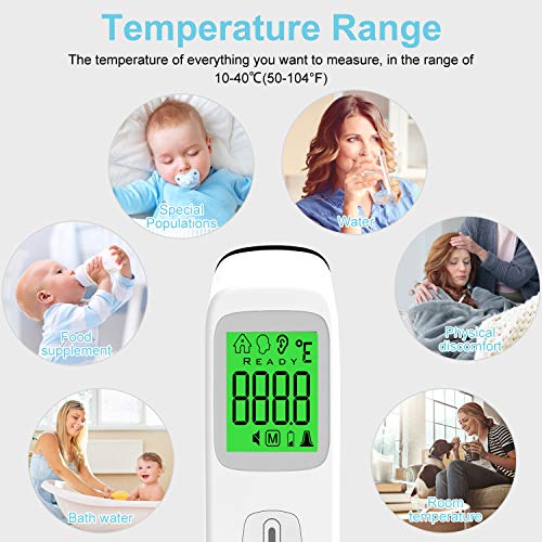 Termómetro De Frente, UNTIRE Termómetro Digital con Sensor Infrarrojo, Mide Con Precisión Rapidez Termómetro Infrarrojo Sin Contacto, Adecuado Para Niños, Adultos, Medio Ambiente Objetos