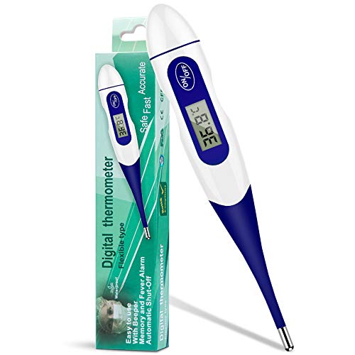 Termometro Digital, KKmier Termómetro Médico Oral Medidor de Temperatura de Lectura Rápido y Preciso con Punta Flexible para bebés, adultos o niños