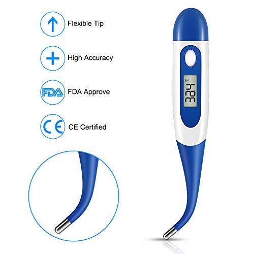 Termómetro digital Tediver con cabezal suave para la fiebre, para temperatura corporal oral, rectal y axila