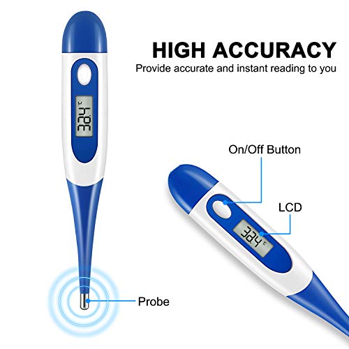 Termómetro digital Tediver con cabezal suave para la fiebre, para temperatura corporal oral, rectal y axila