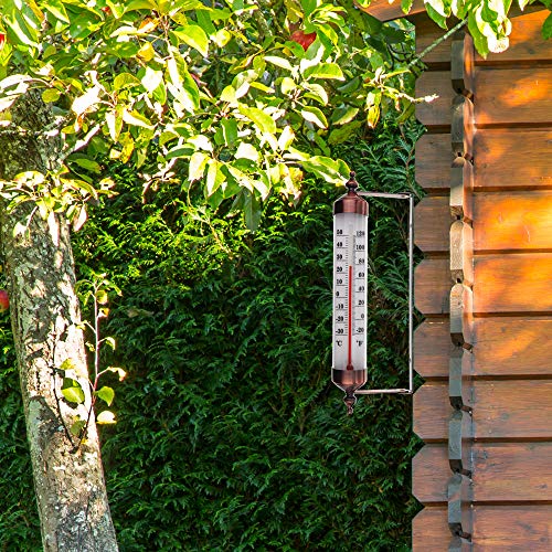 Termómetro exterior con diseño de efecto bronce – Termómetro de jardín elegante apto para pared exterior invernadero garaje