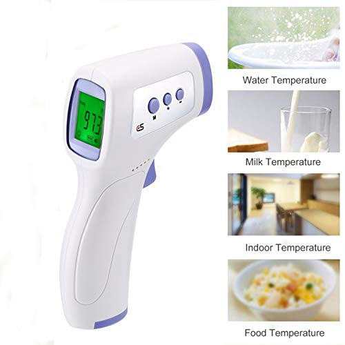 Termómetro frontal, termómetro infrarrojo para medir la fiebre, con pantalla LCD, termómetro digital, lectura instantánea precisa, certificación CE y FDA, para bebés, niños, adultos, leche y objetos