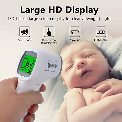 Termómetro Infrarrojos Termómetro de Frente, Termómetro Lecturas Instantáneas Termómetro Digital sin Contacto Profesional Alarma de Fiebre Conversión ℃ / ℉ para Bebés, Niños, Adultos, Comida
