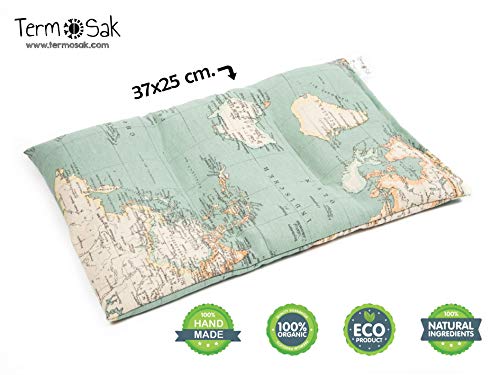 TERMOSAK 37x25 cm, Cojín térmico modulado con separaciones, saco térmico hot-cold (calor/frio) de semillas alta densidad y lavanda. (37x25, Mundo)