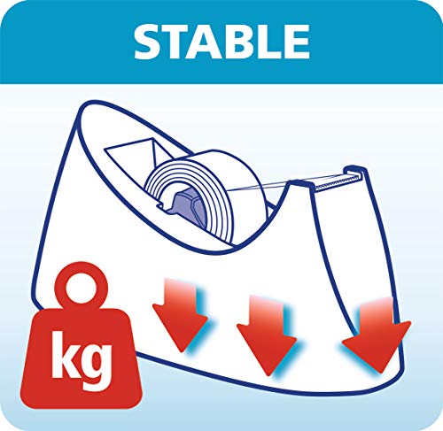 tesa 53918 Dispensador de Mesa Easy Cut Curve-Antideslizante, manejo Sencillo, Corte Limpio, Incl. 1 10 u opcionalmente 8 Rollos de tesafilm Transparente de 33 m:19 mm, Negro, 33M:19Mm