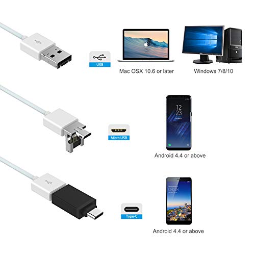 Teslong - Otoscopio USB, 4,3 mm, cámara de inspección con 6 luces LED, para Samsung, LG, Sony, Android, Mac y PC