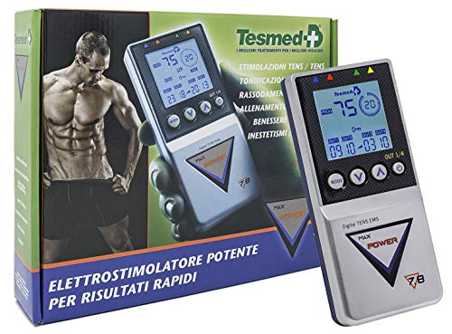 Tesmed Max 7.8 POWER electroestimulador muscular - 4 canales, 125 tipos de tratamientos: abdominales, aumento muscular, estética, masajes